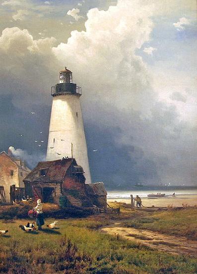 Edward Moran Sandy Hook Lighthouse Germany oil painting art